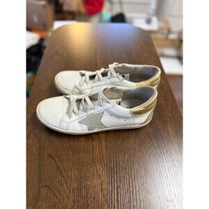 Golden Goose White and Gold Athletic Shoes